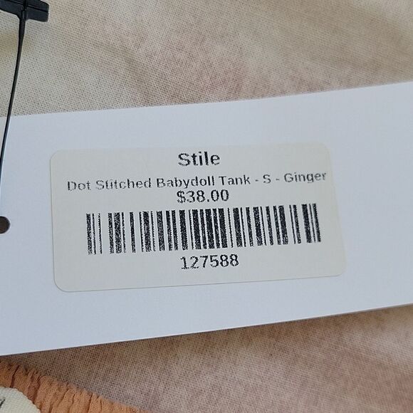 STILE Per Lei Dot Stitched Baby Doll Tank in Ginger Size Small NWT - Picture 6 of 9